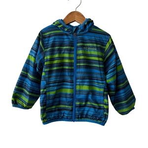 Columbia Lightweight Fleece Lined Blue and Green Striped Jacket